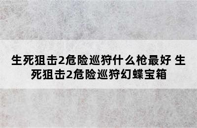 生死狙击2危险巡狩什么枪最好 生死狙击2危险巡狩幻蝶宝箱